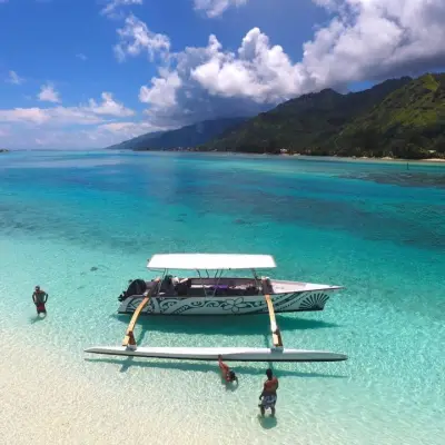 a group of people sitting at a beach
